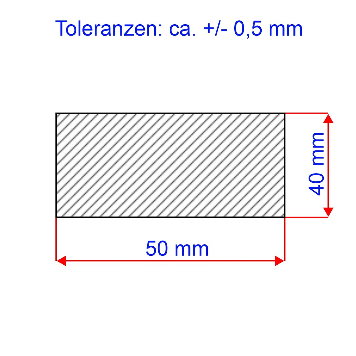 Aluminium Flachmaterial | AlMg4,5 | 50x40 mm | Länge: 250 mm +/- 5 mm