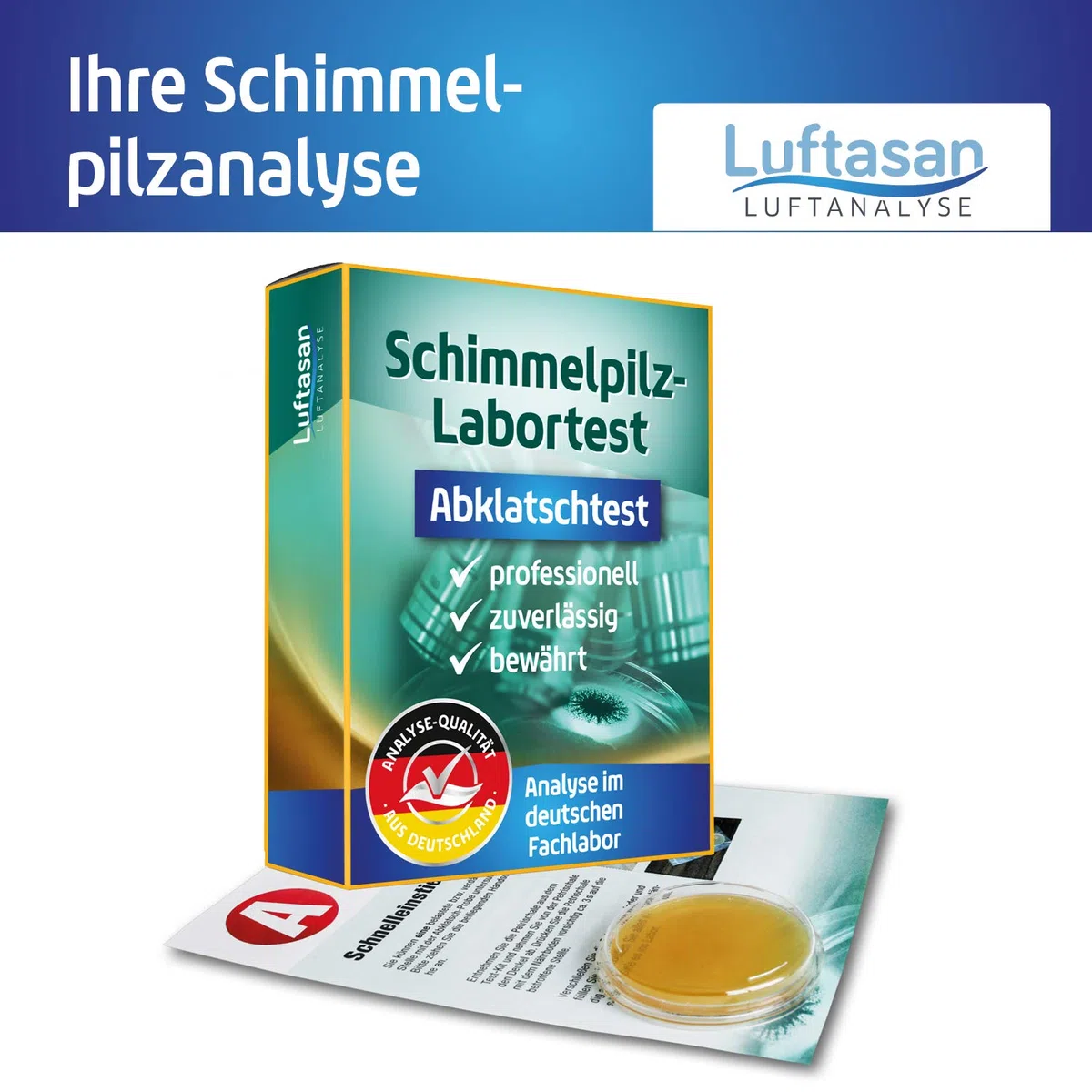 Schimmeltest Abklatschtest für die Wand – Probenahme-Set und professionelle Analyse im Labor