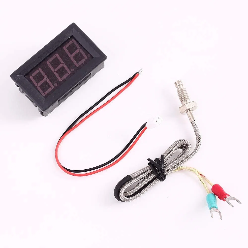 Hochpräzisions Thermometer Industriethermometer Hochtemperatur LED Anzeige mit Thermoelement K Typ,M6 Sonde,DC 4.0V-28V