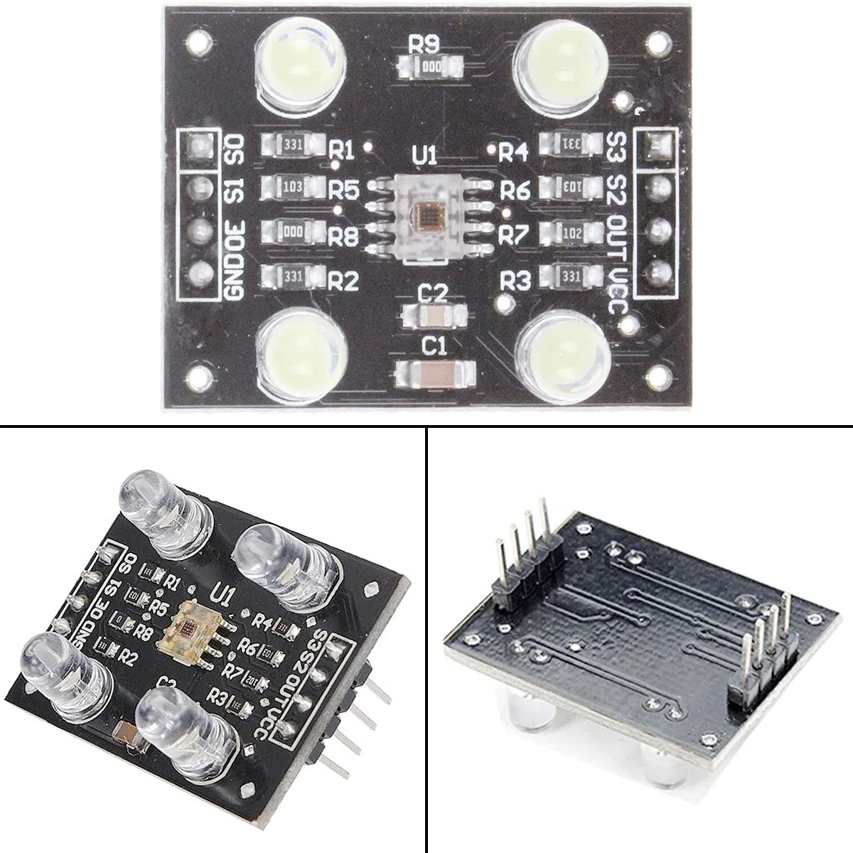 TCS230 TCS3200 Farberkennungs-Sensormodul Detektormodul Farberkennungssensorl DC 3-5V 4 LED mit DuPont-Kabel für Arduino