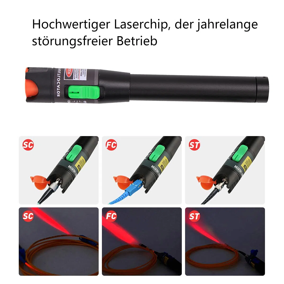 Faser-Visueller Fehlerortungsstift 30KM, VFL Faser-Optikkabel-Prüfgerät, Lichtleitstift-Tester-Adapter für LC/FC/SC/ST-Schnittstelle, Faser-Netzwerkkabel-Prüfkit Faser-Lichtquellen-Tester