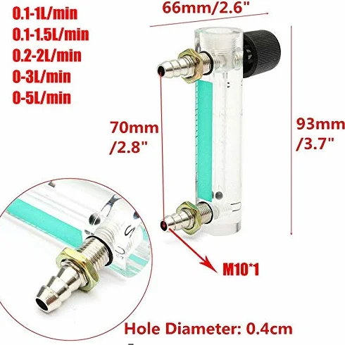 Vogueing Tool Durchflussmesser mit Regelventil YB-4M Luftdurchflussmesser Gasregler für Sauerstoff, Luft und Gas (0-5 l/min)