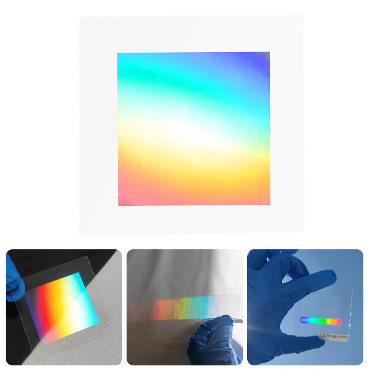 High PET Diffraction Grating Sheet for Spectroscopy Education & Art Decor Lightweight PET Diffraction Grating Easy to Carry Transmission Grating Shhet Suitable for School Lab & Field Studies