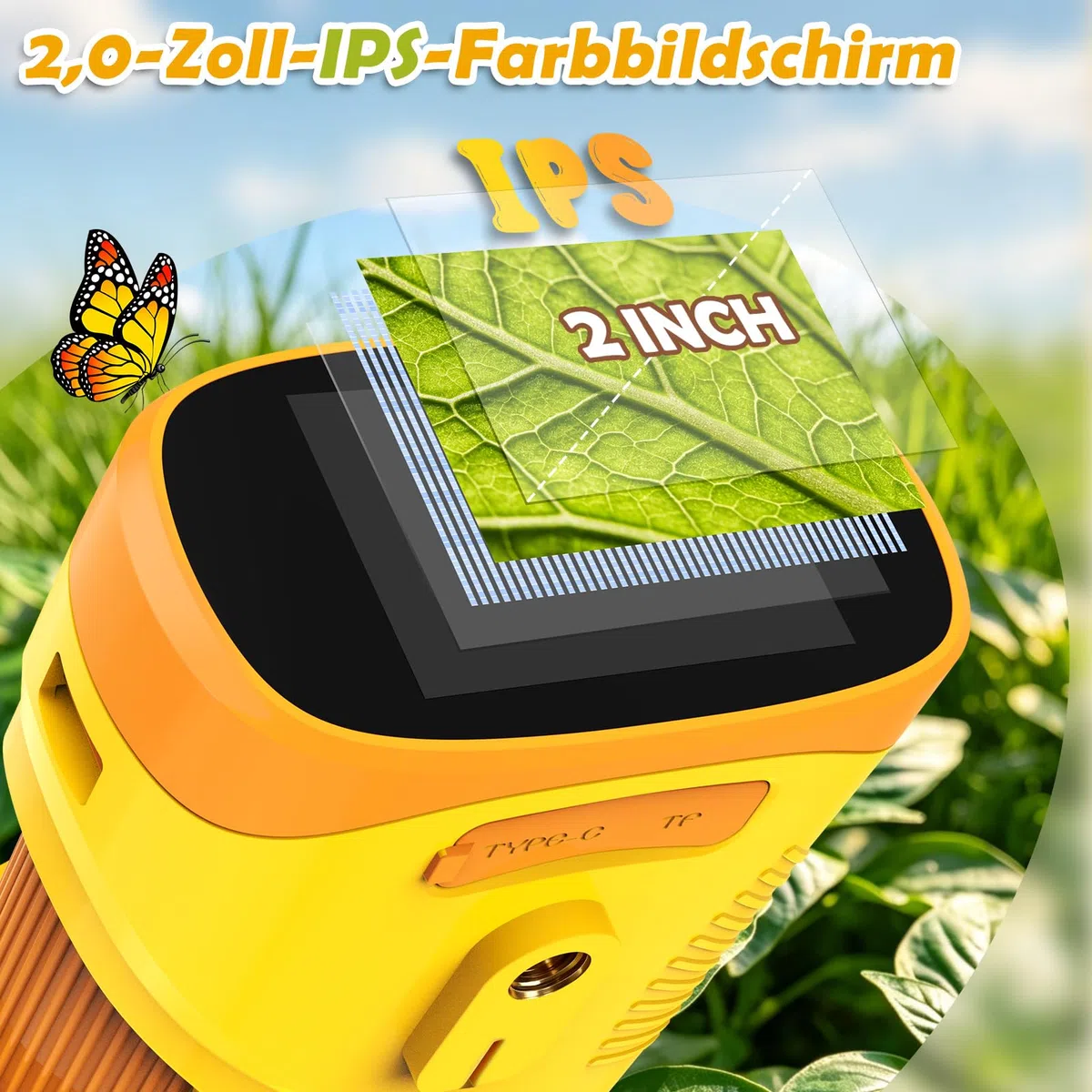 Nauotk Digitales Mikroskop für Kinder [1000-fache Vergrößerung] Tragbares Taschenmikroskop Spielzeugmikroskop für Kinder mit HD-Bildschirm [inkl Fotofunktion] für den Garten, den Wald und Experimente