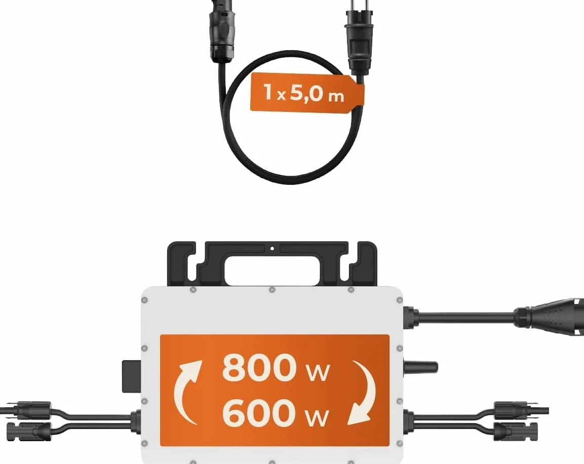 Hoymiles HMS-800W-2T Mikrowechselrichter mit integriertem WiFi für Balkonkraftwerk (Steuersatz: 0% nach § 12 Absatz 3 UStG)