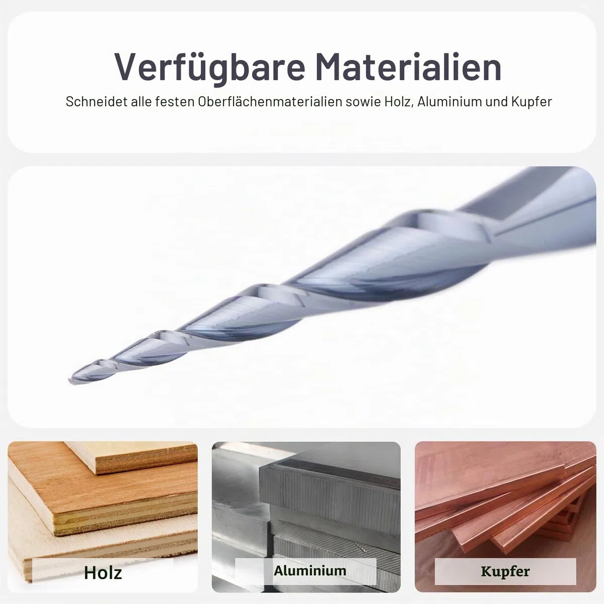 SpeTool VHM Kugelkopffräser Konische Fräser für Oberfräse CNC 2 Flöten 0,5 mm Radius Gravierfräser 6mm Schaft mit TiAlN Beschichtung Schaftfräser für 2D und 3D Gravur