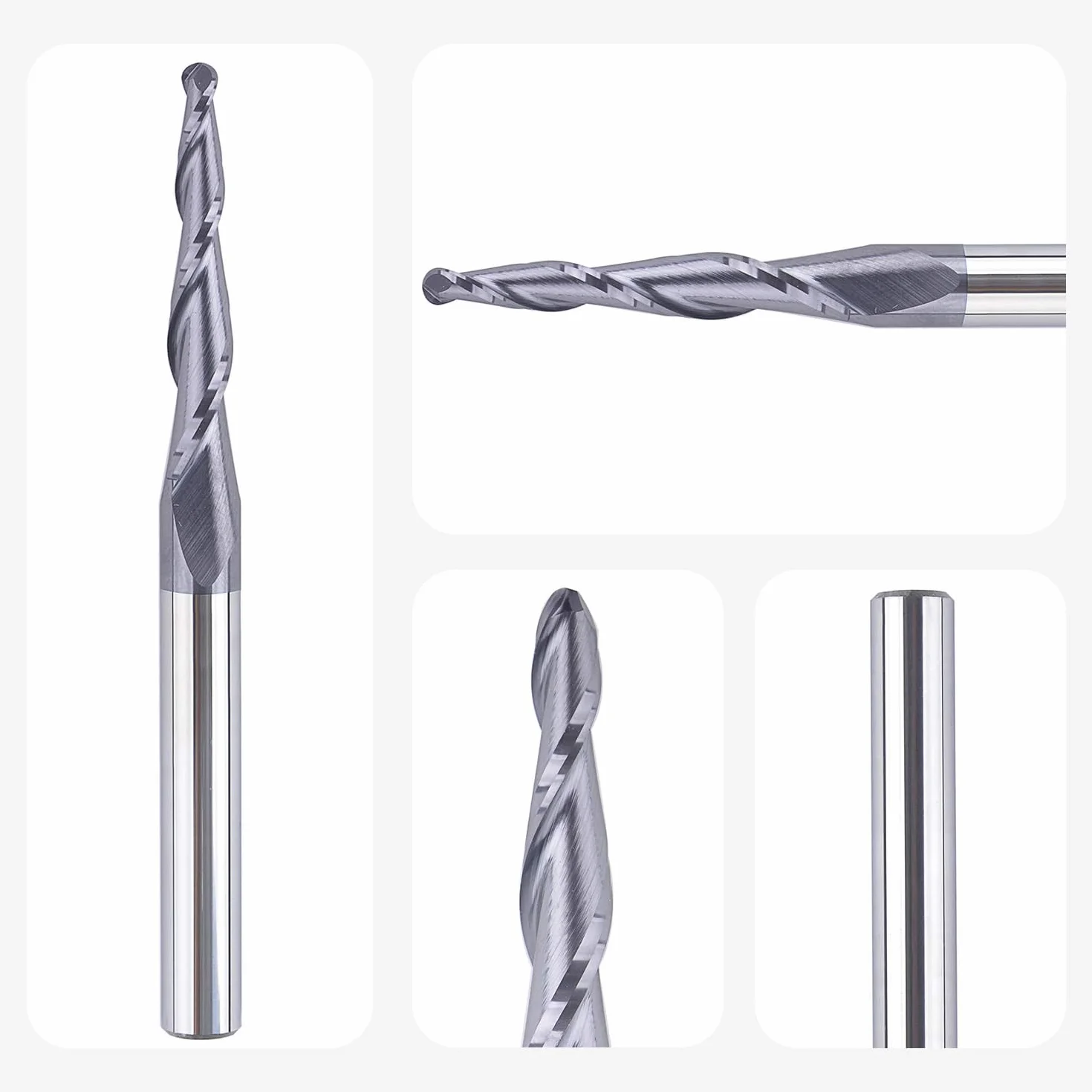 SpeTool Kugelkopffräser Konische Fräser CNC 2 Flöten 1,5 mm Radius Gravierfräser 6mm Schaft mit TiAlN Beschichtung VHM Schaftfräser für Oberfräse 2D und 3D Gravur