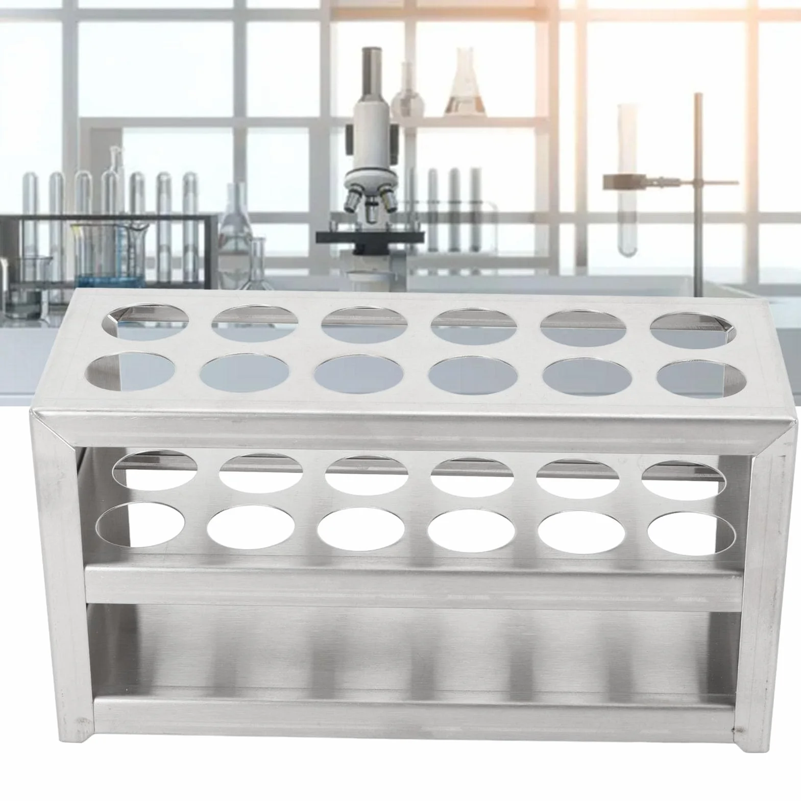 Spritzenhalter, Metall -Referenzrohrregal, Abnehmbare Zentrifugenrohre Rack, 12 Löcher 0,75 Zoll Starke 3 -Stufe Edelstahlrohrhalter für Wissenschaftliche Experiment der