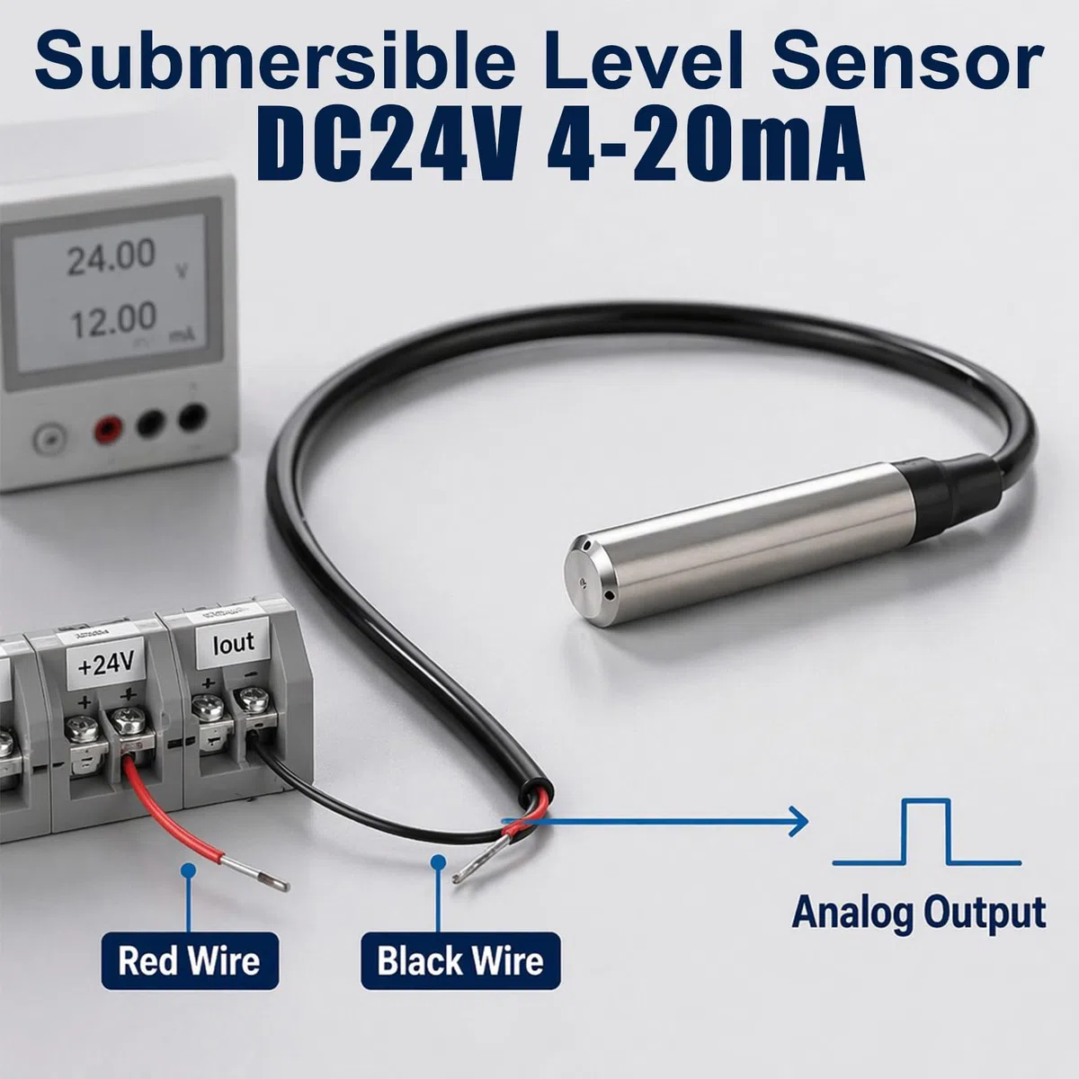 Füllstandssensor 4-20Ma, Flüssigkeitsstandsensor ALS-MPM-2F, Wasser Level Sensor, Dc 24 V Plug-In Sensor, Messbereich 0-5m