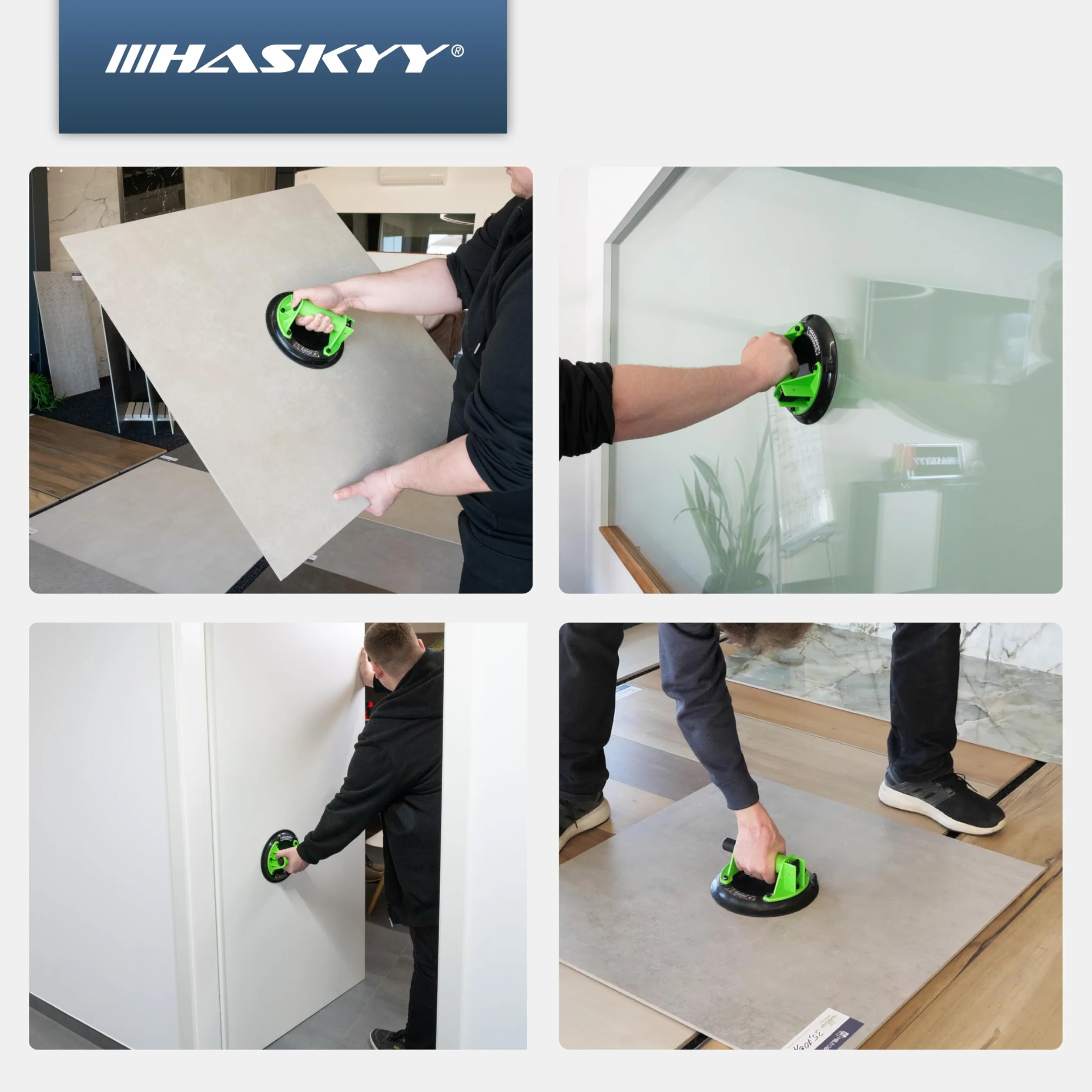 HASKYY Vakuumheber 225kg Saugheber Glassauger Glasheber Glas Fliesen Heber Griff - Saugheber für Fliesen, Marmor und Glas