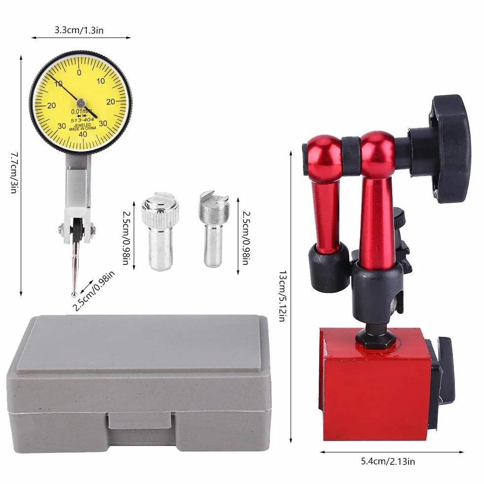 Messuhr mit Magnethalter, Messuhrhalter 0~0,8 mm Hochpräziser Magnet-Messstativ mit zentraler Klemmung für Messuhr
