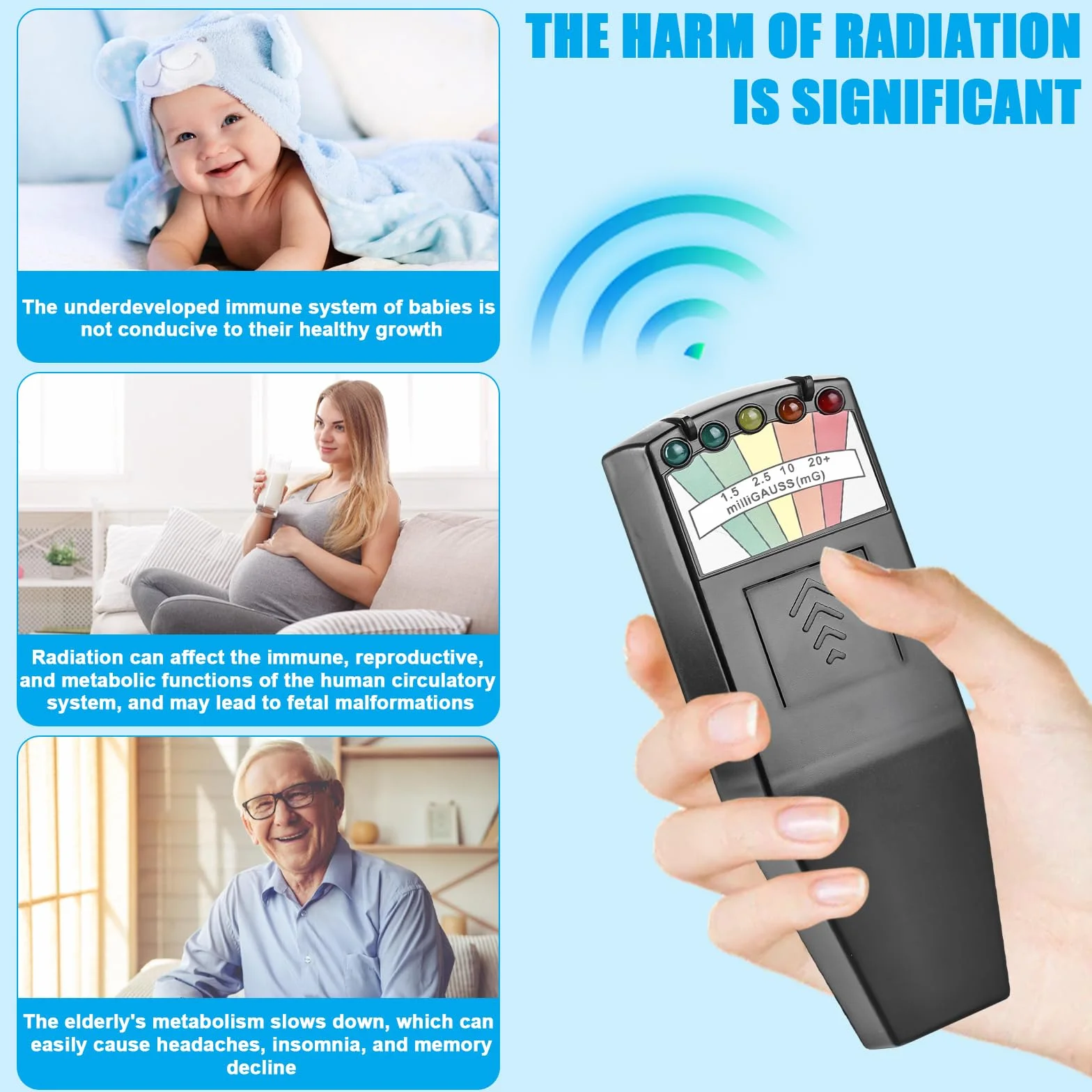 EMF-Messgeräte, K2 EMF Meter, K2 EMF Messgerät Paranormal Equipment Tester, Elektromagnetische Felder Messgerät, Strahlungsdetektor Digitaler Tragbarer, für Büro, Zuhause, Geisterjagd