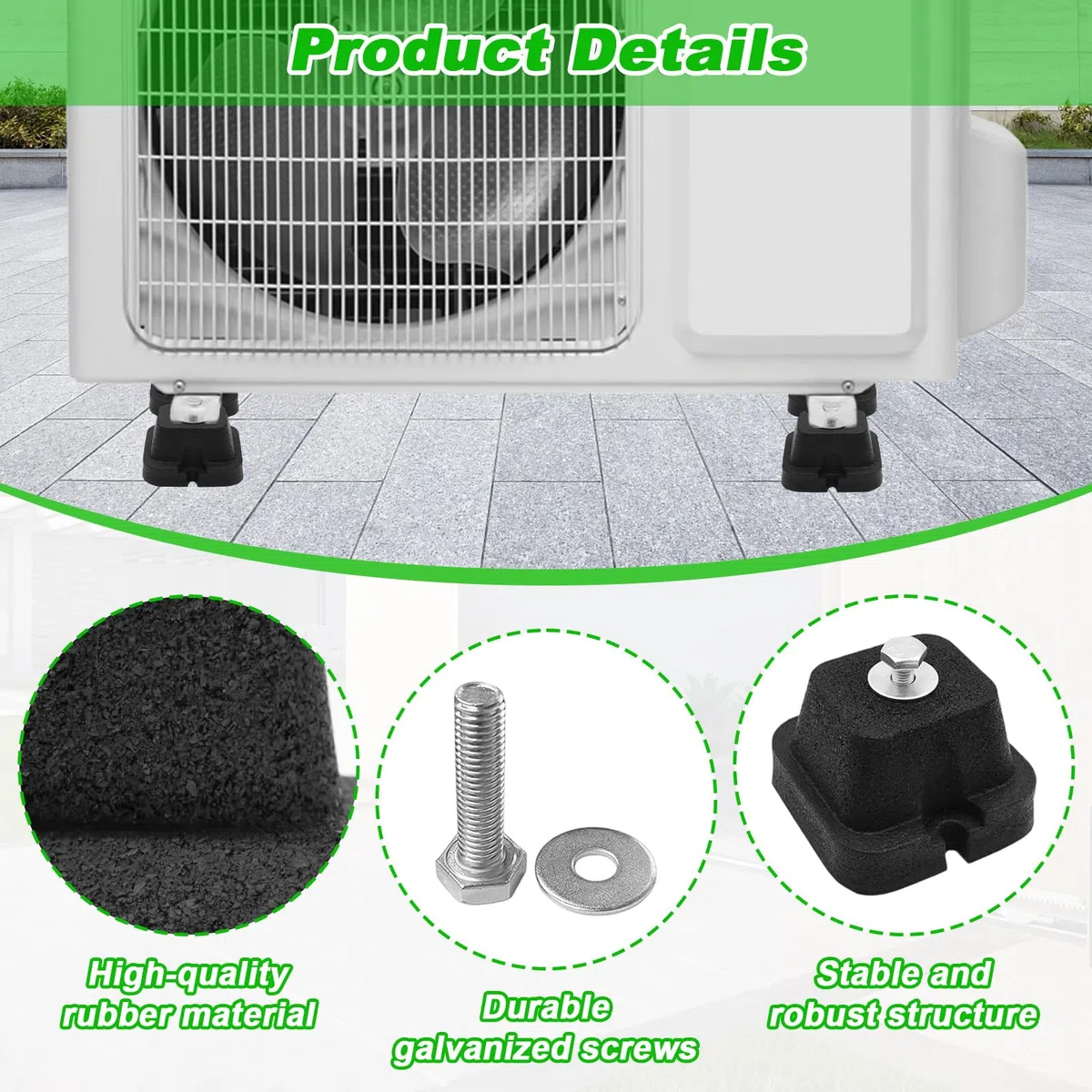 4Pcs Klimaanlage Außeneinheit Schwingungsdämpfer, Bodenkonsole Dämpfungssockel, Antivibrationsfüße aus Gummi, Rutschfeste Schwingungs Stoßdämpfer für Klimaanlagen, Wärmepumpe, Generator,Luftkompressor