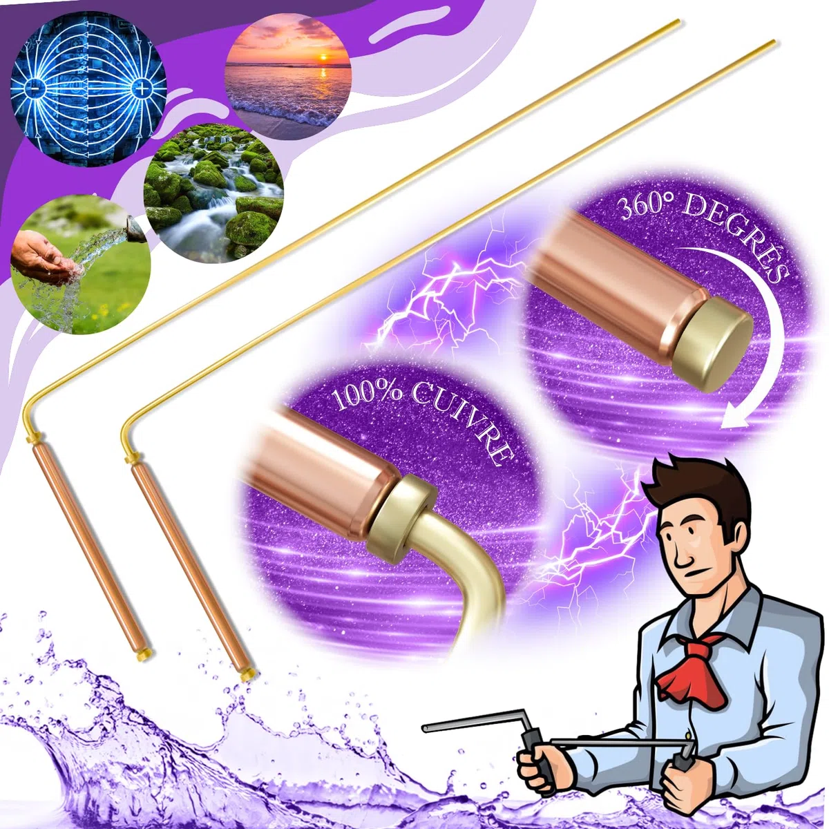 Wünschelrute messing und kupfer PREMIUM/Radiästhesie dowsing rods - Wasseradern aufspüren