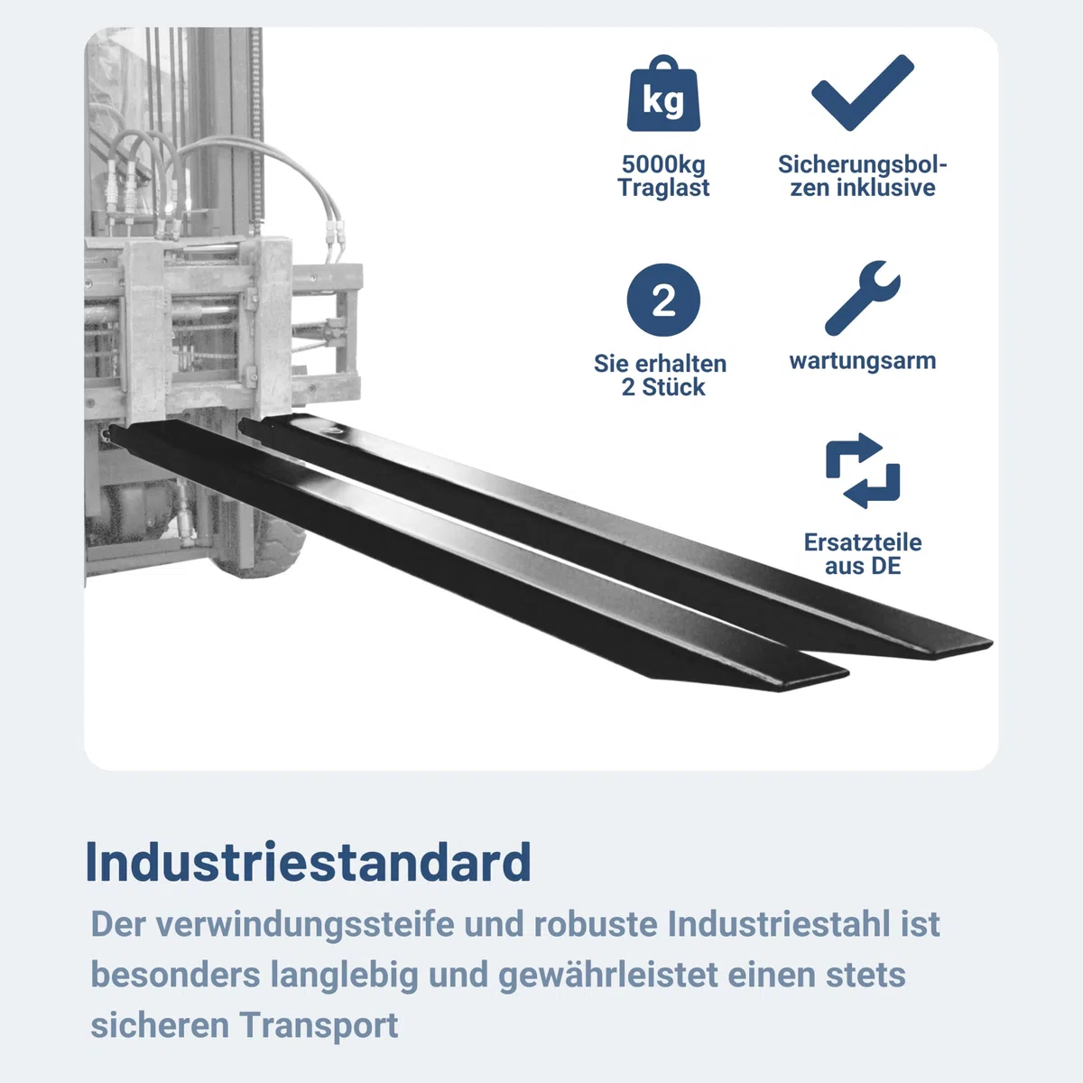 Pallit 2,0m Gabelverlängerung geschlossen 2000mm Länge 160 x 55 mm Innenmaß Extend Gabelverlängerung Stapler Zubehör aus Stahl Paar Zinkenverlängerung Lange Gabel