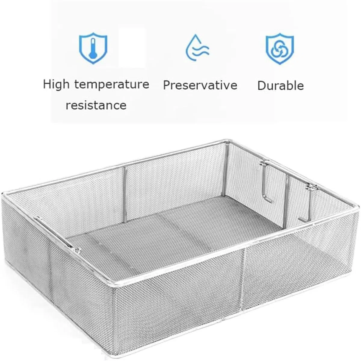 Medizinische Instrumente Edelstahl Sterilisation Korb Tray Case Box, 304 Edelstahl Mesh mit einziehbaren Griff, Ultraschallreiniger Korb, 50 * 40 * 20cm