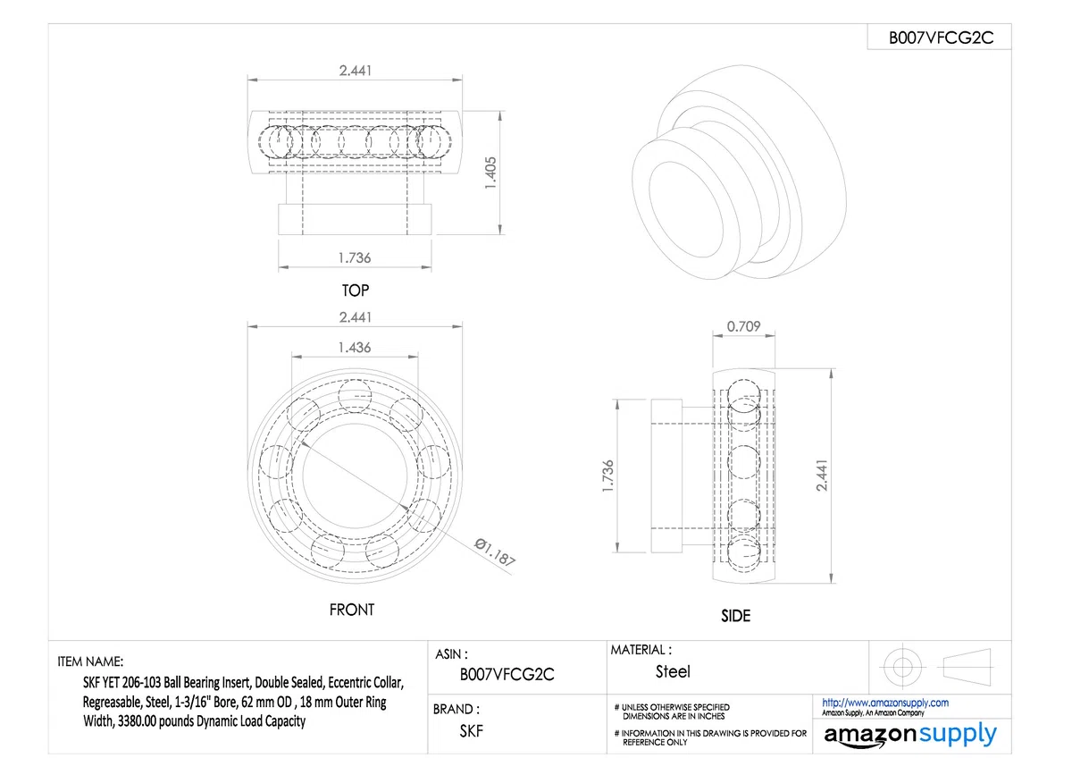 YET206-103 SKF Spannlager Bearing for Housing -x62x35,7mm