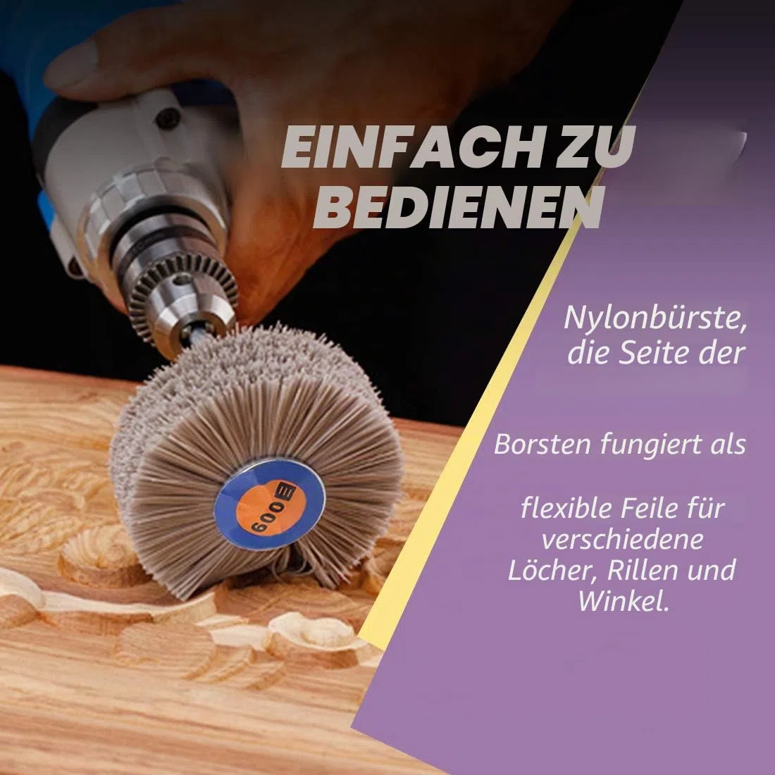 Swpeet 5 Stück 5 Größen 80# 180# 240# 320# 600# Nylon Radbürste Schleifkopf mit 6 mm Gewindeschaft Sortiment Kit Schleifmopp Schleifscheibe zum Polieren, Entfernen von Rost und Lackieren