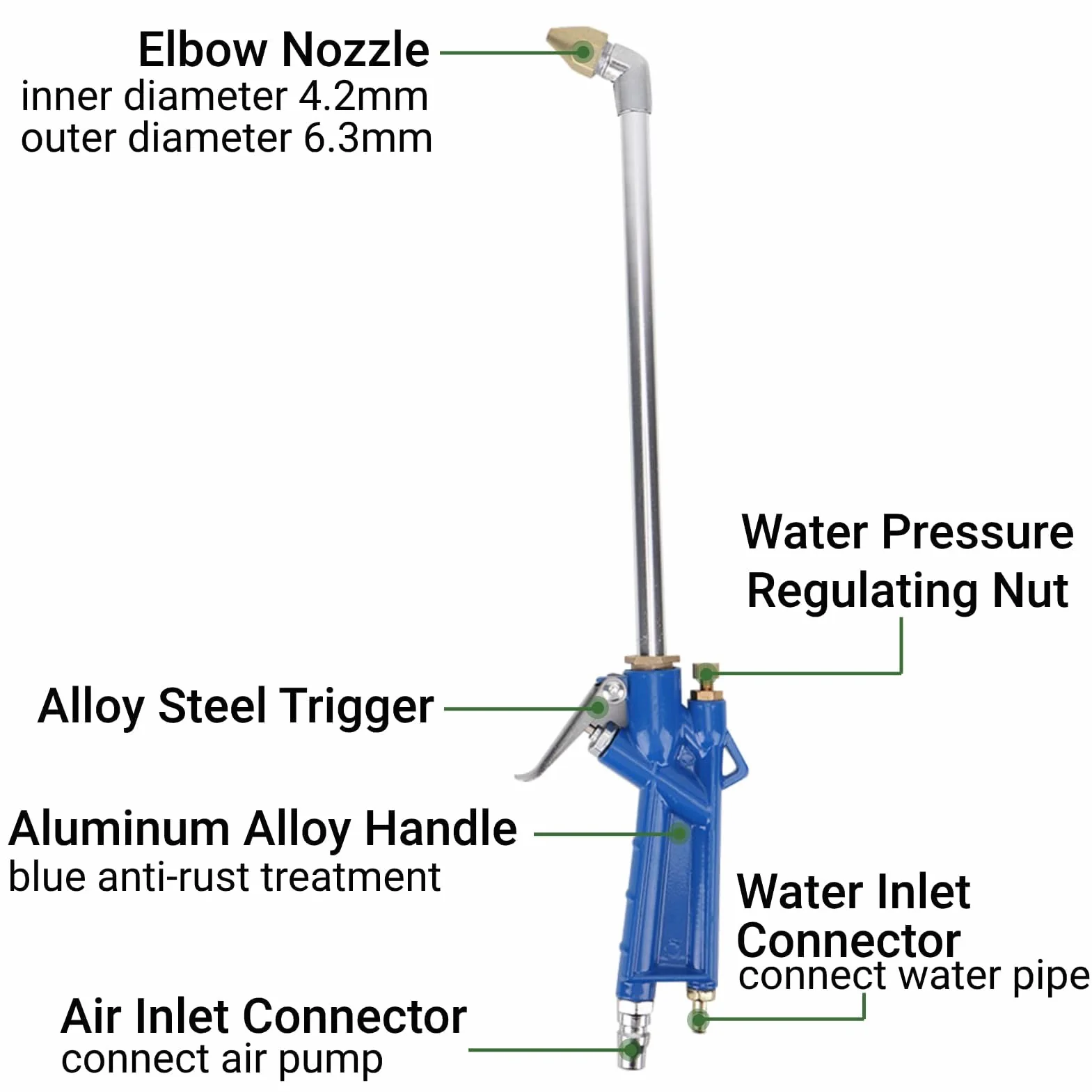 40 Cm Auto-Wasser-Reinigungspistole Motor-Reinigungspistole Siphon-Blaspistole Motorölreiniger Pneumatisches Werkzeug mit 1,2 M Schlauch