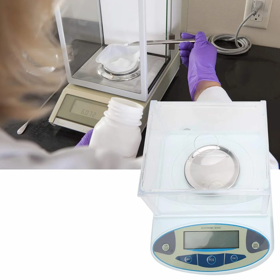 500 x 0,001 g 1 mg Laboranalytische Waage Digitale elektronische Waage Schmuckwaage mit 1 200 g(EU)