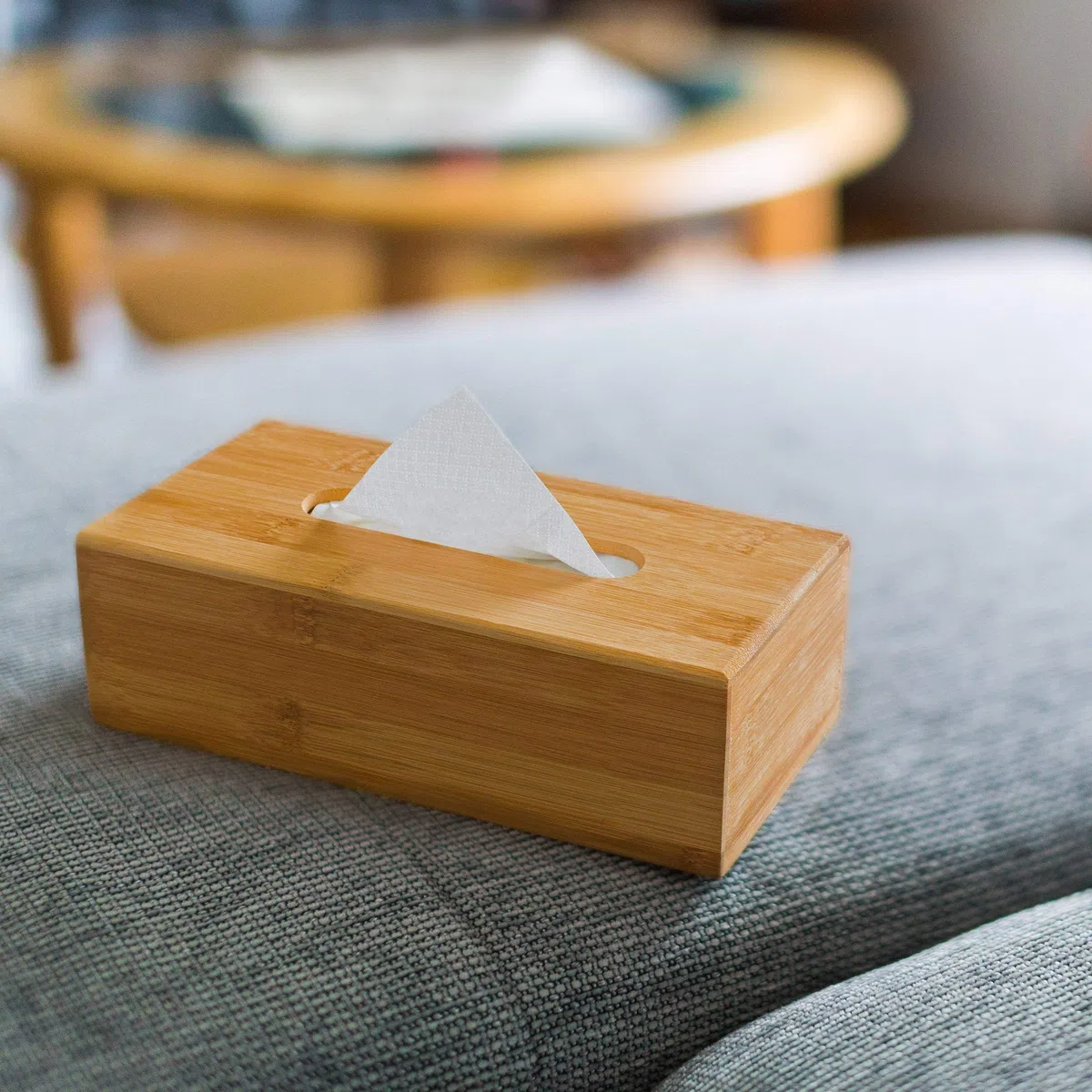 Relaxdays Kosmetiktücherbox aus Bambus HxBxT:7,5 x 24 x 12 cm Taschentuchspender, natur & Tücherbox mit Deckel aus Bambus, fürs Bad, modernes Design, Kunststoff, H x B x T: 10 x 23 x 13 cm, weiß/natur