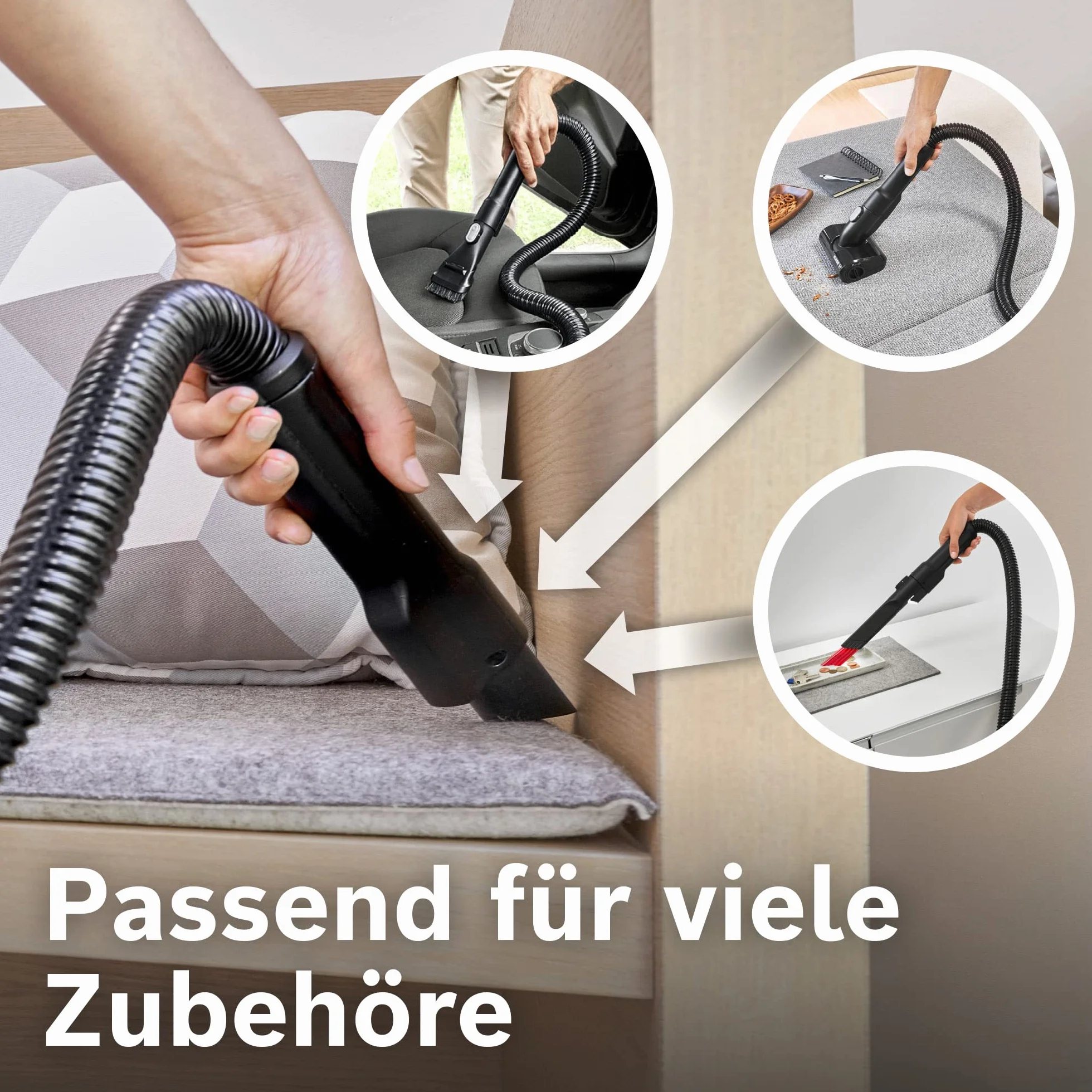 Bosch Flexibler Verlängerungsschlauch BHZUFEHN, geeignet für Unlimited 6, 7 und 8 Akku-Staubsauger, sehr lang, extrem flexibel, ideal für Fahrzeug-Innenreinigung, Original-Zubehör, schwarz