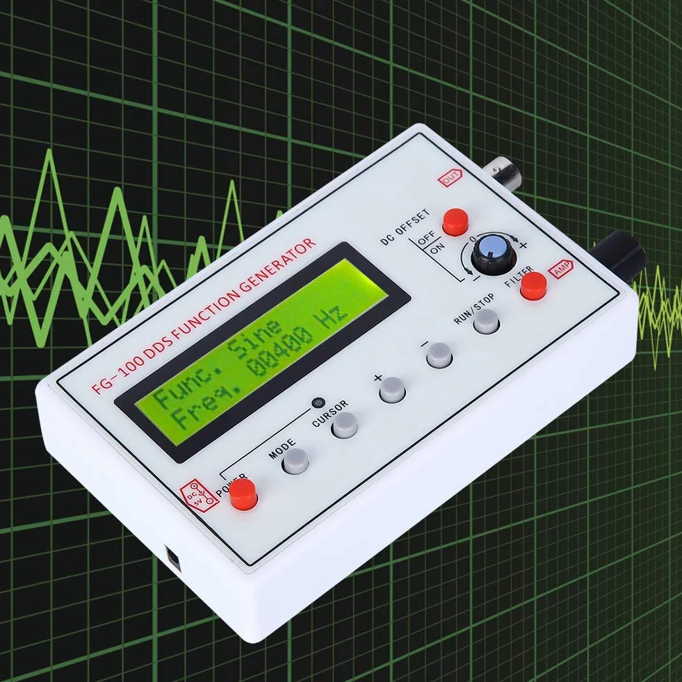 Frequenzgenerator, Signalgenerator, FG-100 DDS, 1HZ-500KHz Funktion Niederfrequenz-Signalgenerator Sägezahn-Sinuswellenform