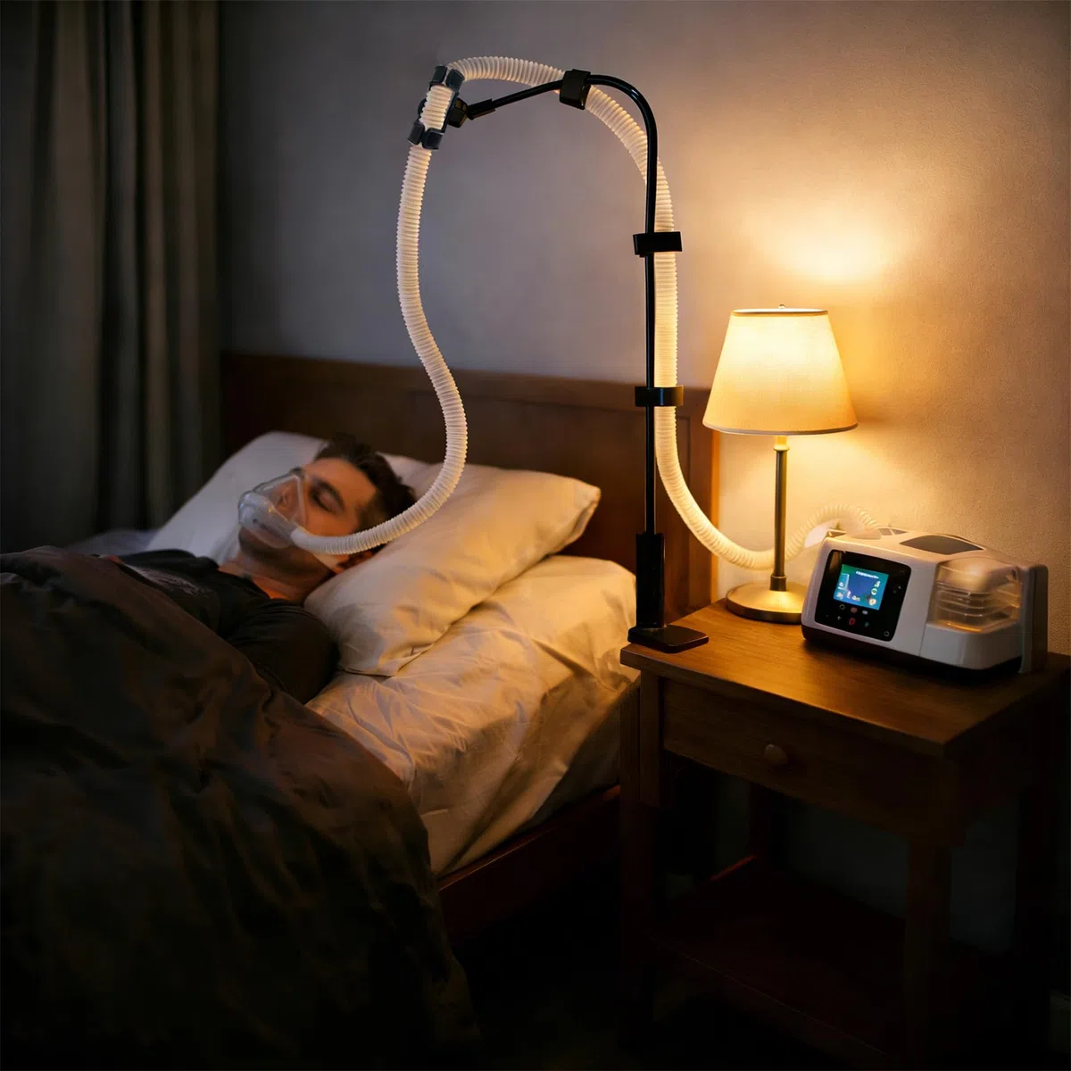 CPAP Schlauchhalter Aufhänger, Einstellbare CPAP Schlauchheber und Schlauchunterstützung, Sicher und,Zuverlässig,Flexibel,Robust,Tragbarer, zur Verhinderung von CPAP Schläuchen Leckage & Verwicklung