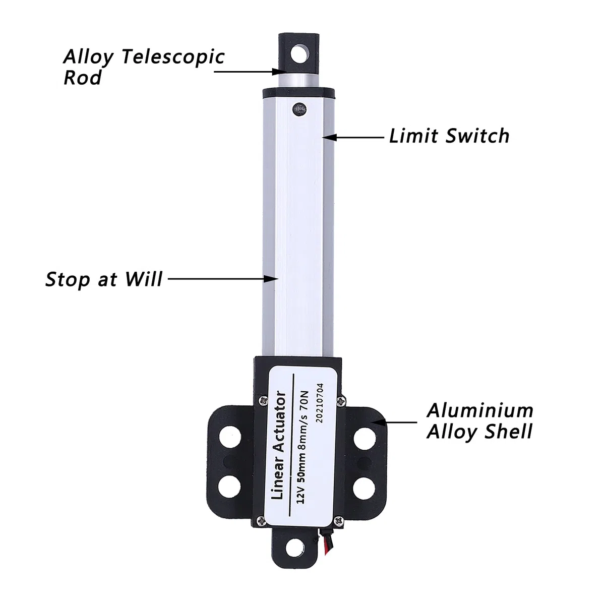 Elektrischer Linearantrieb, Linearaktuator Linearbewegungsantrieb 12 V DC für Schränke und Fensteröffner (Hub 50 mm-8 mm/s-70 N)