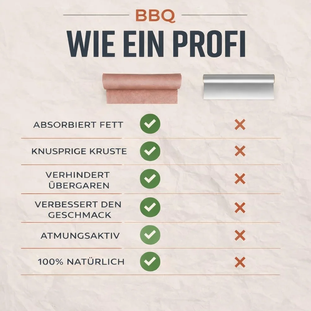 Oren Pink Butcher Paper - ORIGINAL US-IMPORT - 30 Meter x 61 cm - Metzger Papier – für BBQ Smoker Grill