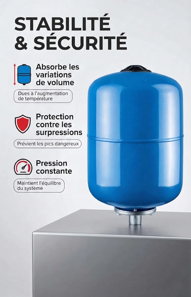 Ausdehnungsgefäß für Trinkwasser 8 Liter - Blau Druckbehälter mit Membran für Hauswasseranlagen - Langlebig und Sicher
