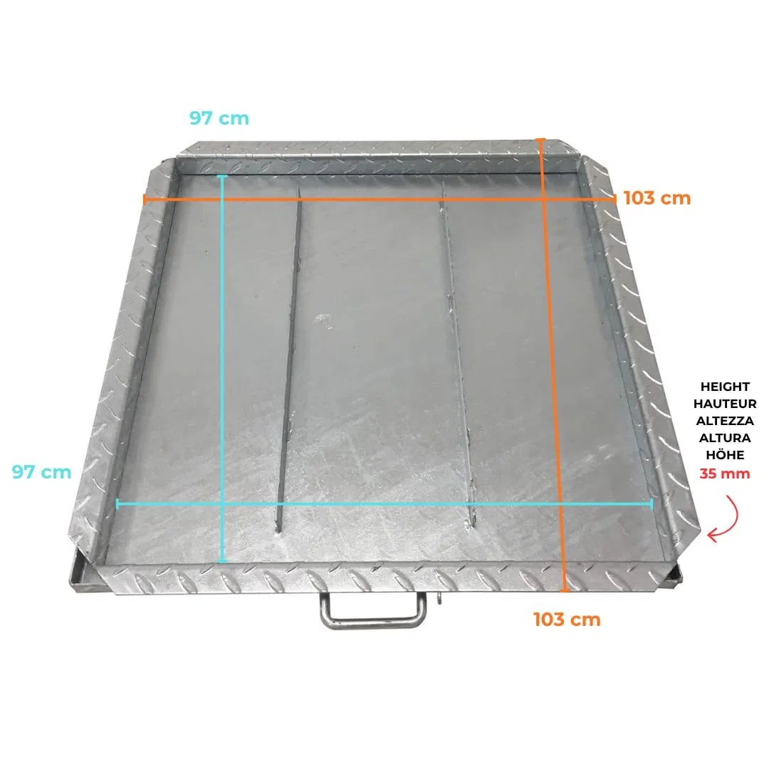 EINSIDE Deckel Tank, Schachtdeckel für Tank verzinkt, Schachtabdeckung 100 x 100 cm
