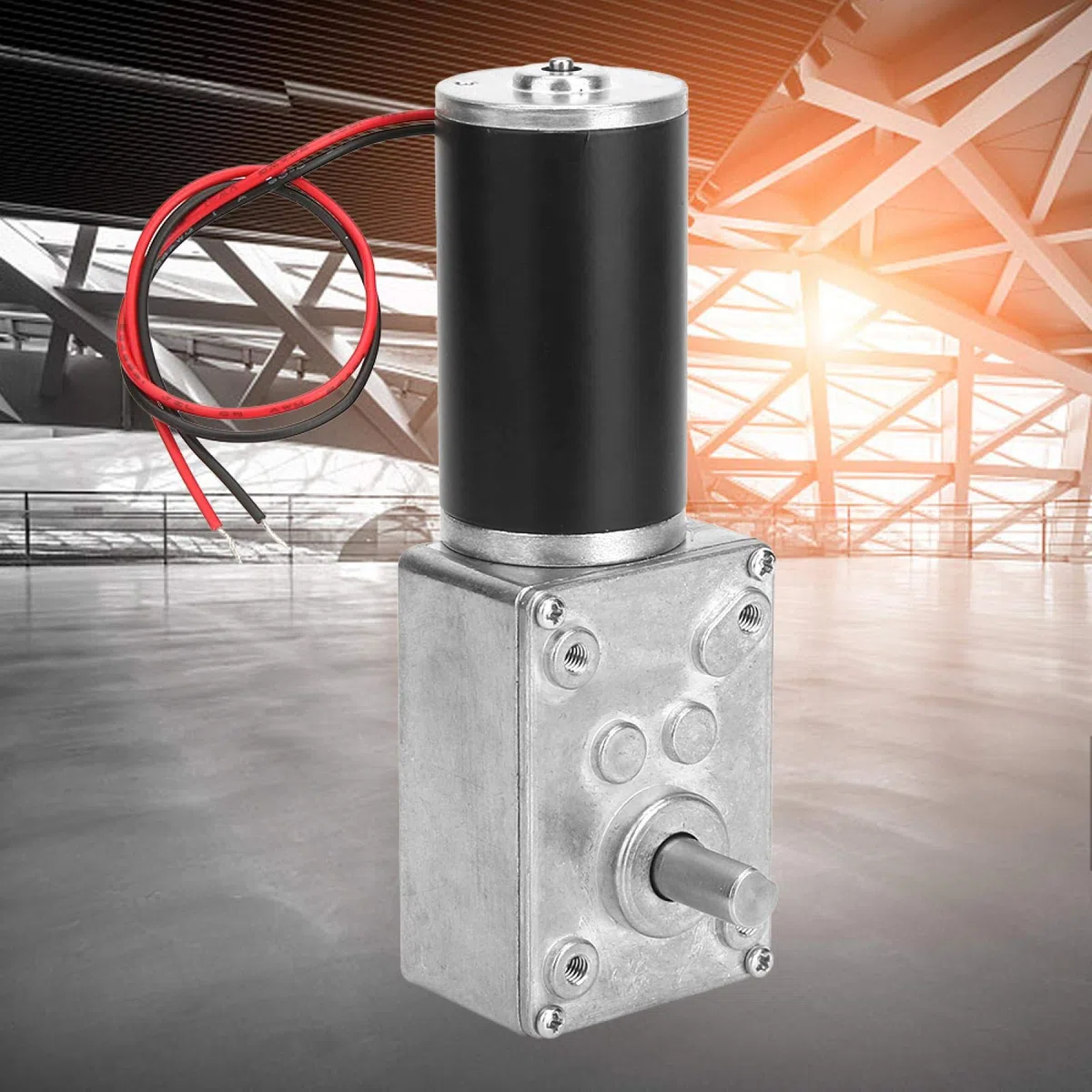 Reversibler Schneckengetriebemotor, DC12V 10-400RPM Hohe Torsionsgeschwindigkeit reduzieren Getriebemotor Elektrogetriebemotor, Schneckengetriebe-Ersatzmotor mit 8mm D-Welle (12V 200RPM)