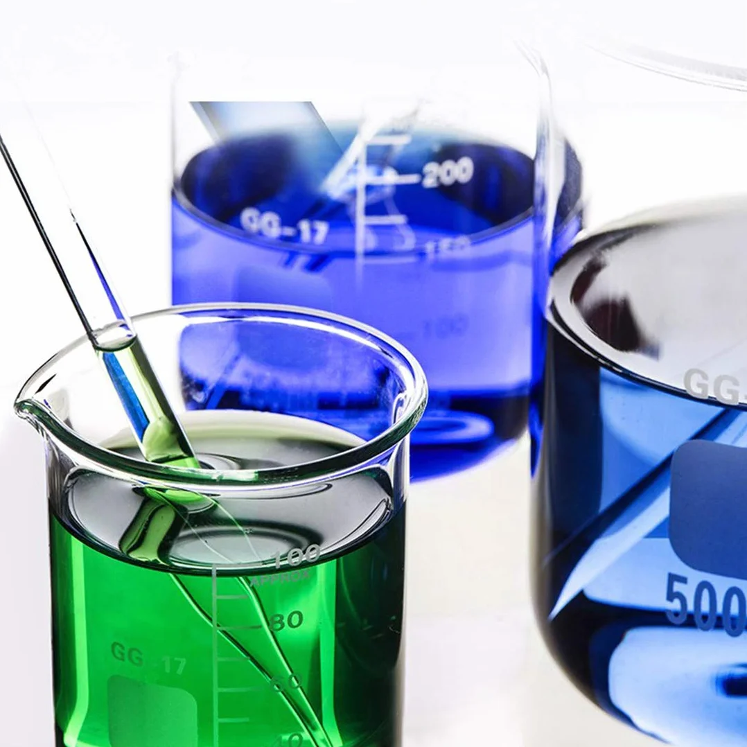 Borosilikatglas Bechergläser Set, JESSTOLO 5 Stück Dickglas Graduierten Becherglas mit Klare Ausguss 1000ml 500ml 250ml 100ml 50ml mit 2 Waschbürste, für Labor Forschung Medizin