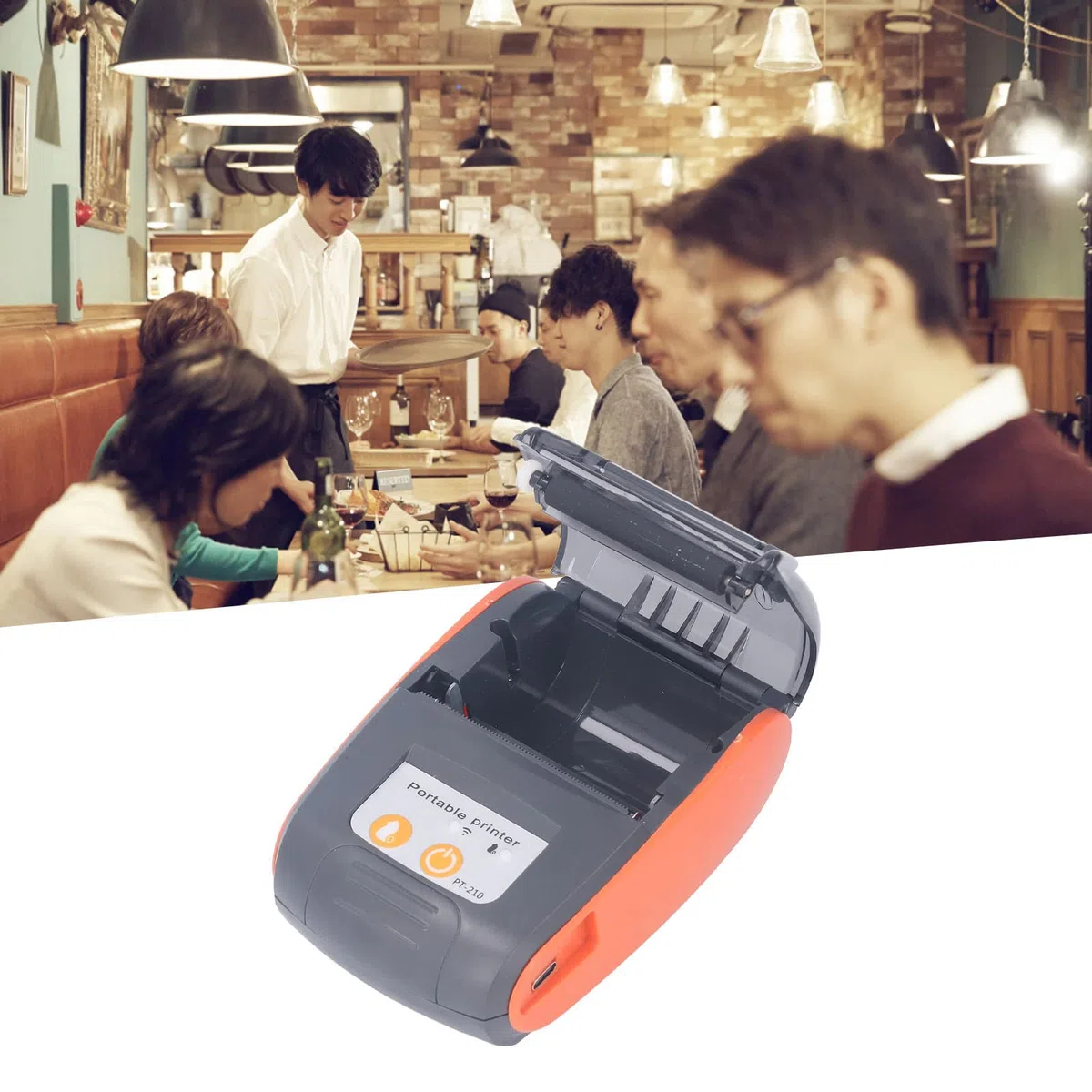 Bewinner Bluetooth-Belegdrucker, Tragbarer 58-mm-MiniPos-Drucker, Persönlicher Rechnungs-POS-Belegdrucker, Mobiler Kabelloser Thermodrucker für den Restaurantverkauf Im (Mit