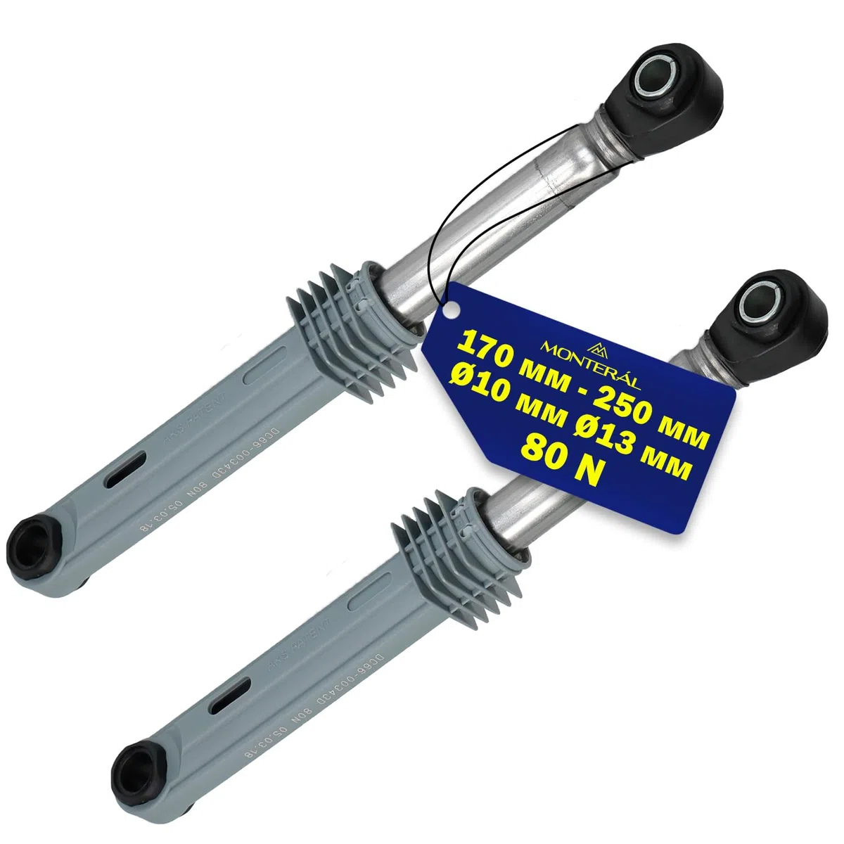 2 Stück Stoßdämpfer Waschmaschine 80N Ø10mm Ø13mm Länge 170 mm – 250 mm mit dem Originalcode DC66-00531C DC66-00343D DC66-00421B für Samsung - MONTERAL