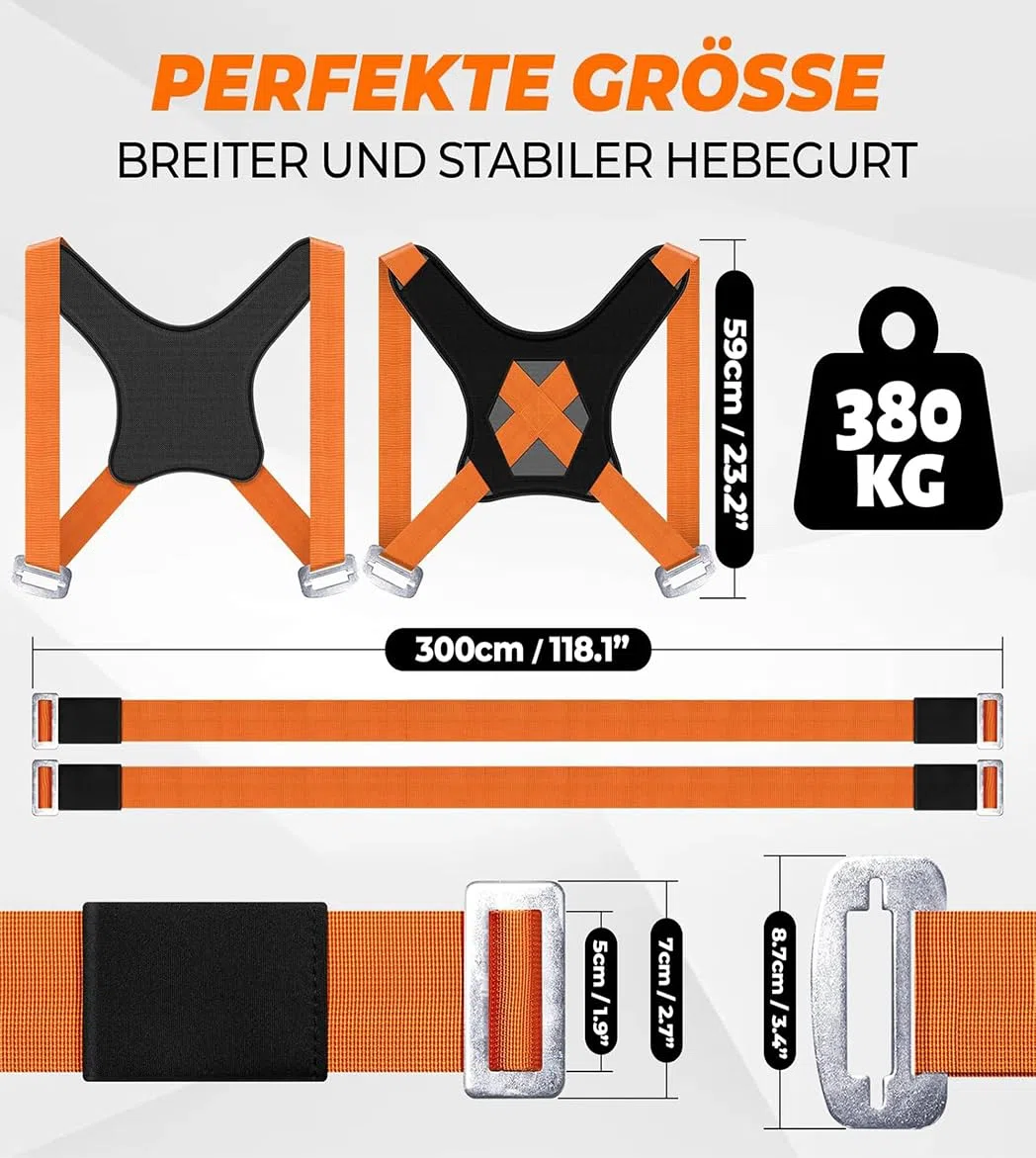 4 Stück Tragegurte Umzug kit, Mehrzweck Umzugshilfe Möbeltragegurte Tragegurte Umzug 2 Personen Umzugshelfer mit Schwamm-Weste Tragehilfe Hebegurt Umzugshelfer Geeignet für Mobile Möbel