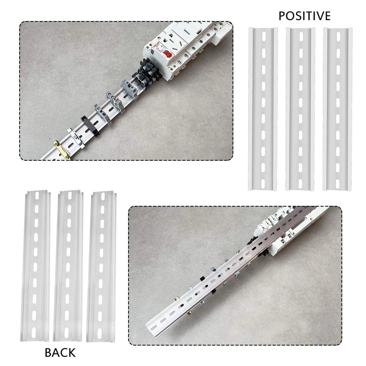 3 Stk Aluminium DIN Schiene, DIN-Hutschiene Tragschiene, für die Installation im Verteilerschrank im Schaltschrank (3,5 cm Breit, 20 cm Lang, 0,75 cm Hoch)