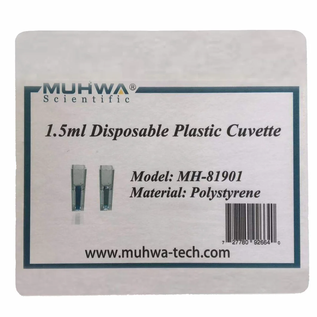 MUHWA Kunststoffküvetten, 1,5 ml, mit zwei optischen Fenstern, für Spektralphotometer