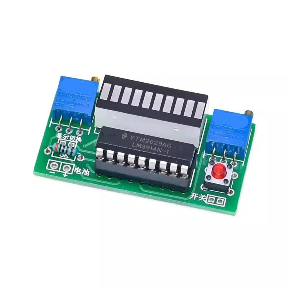 LM3914 Batteriekapazitätsanzeige- Leistungsniveau-Tester 10-Segment 3,7V Lithium-12V-Batteriekapazitätsanzeige- LED-Anzeige DIY-Kits