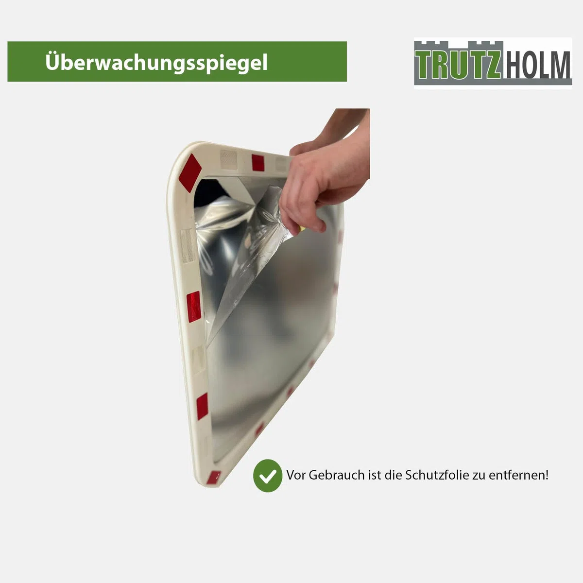 TRUTZHOLM Verkehrsspiegel eckig rot/weiß 60x80 cm Sicherheitsspiegel für innen und Außen