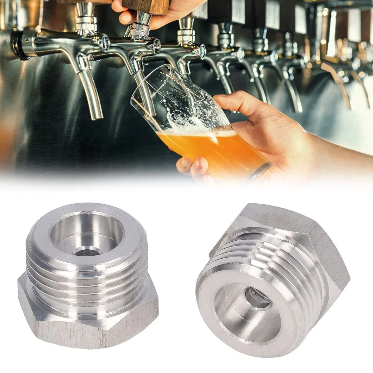 Cola-Fass-Adapter, Außengewinde G5/8 Innengewinde 1/4MFL Schlauchanschlüsse, Rohrverschraubungsanschlüsse für den Adapteraustausch
