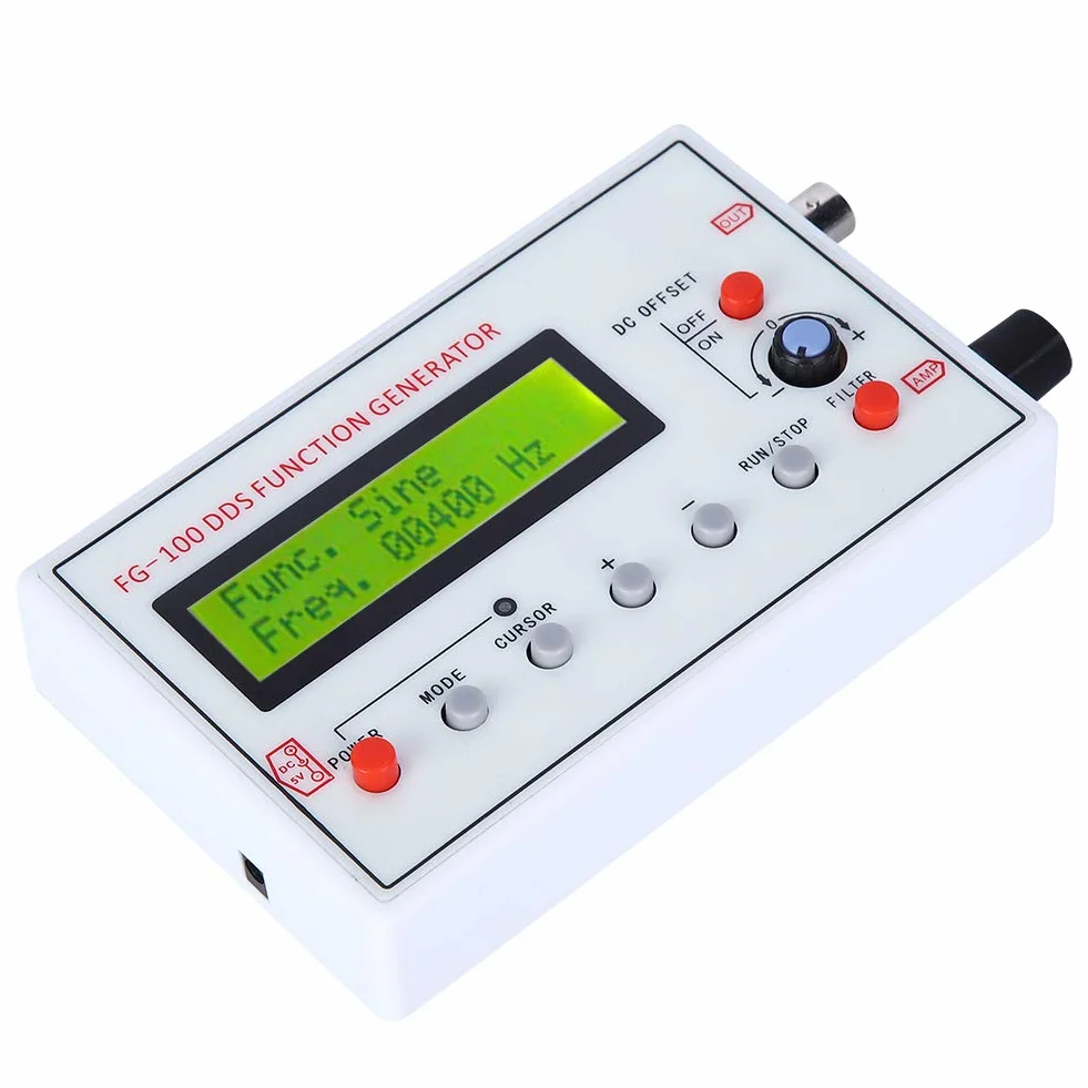 DDS-Funktionsgenerator, 1HZ-500KHZ DDS-Funktions-Niederfrequenz-Signalgenerator Frequenzmesser Signalquellenmodul Frequenzzähler Sinus-Dreieck-Quadrat-Sägezahn-Wellenform, FG-100
