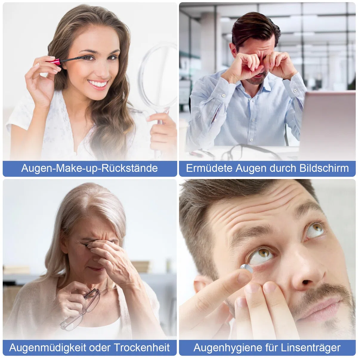 FERNIDA Elektrischer Augenspülbecher, Tragbare Augen Bade Tasse, Wiederverwendbar Augenbadewanne für Beruhigung müder Augen Sauberer Augenstaub Make up Reizstoffe, Weiß