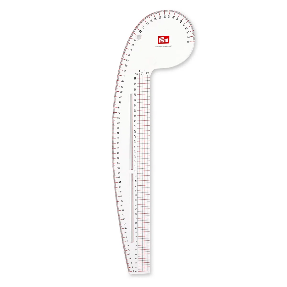 Prym 611501 Kurvenlineal 52,5 x 16 cm – Transparentes Schneiderlineal für Rundungen, Taille, Hüfte, Saum & Schnittmuster – Multifunktionales Kurvenmaß für Nähen & Schneidern