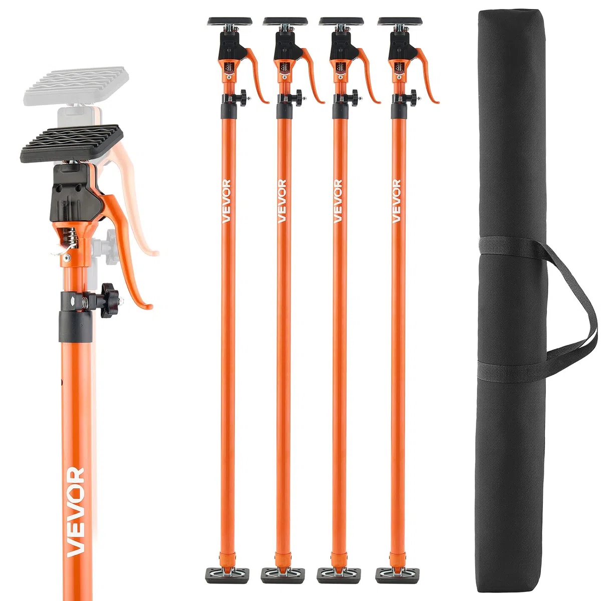 VEVOR Einhandstütze, 4 Stk., Deckenstütze 125–291cm, Teleskopstütze aus Stahl, Montagestütze bis zu 90kg Kapazität zum Installieren von Schränken, Anheben von Trockenbauwänden, Frachtstangen