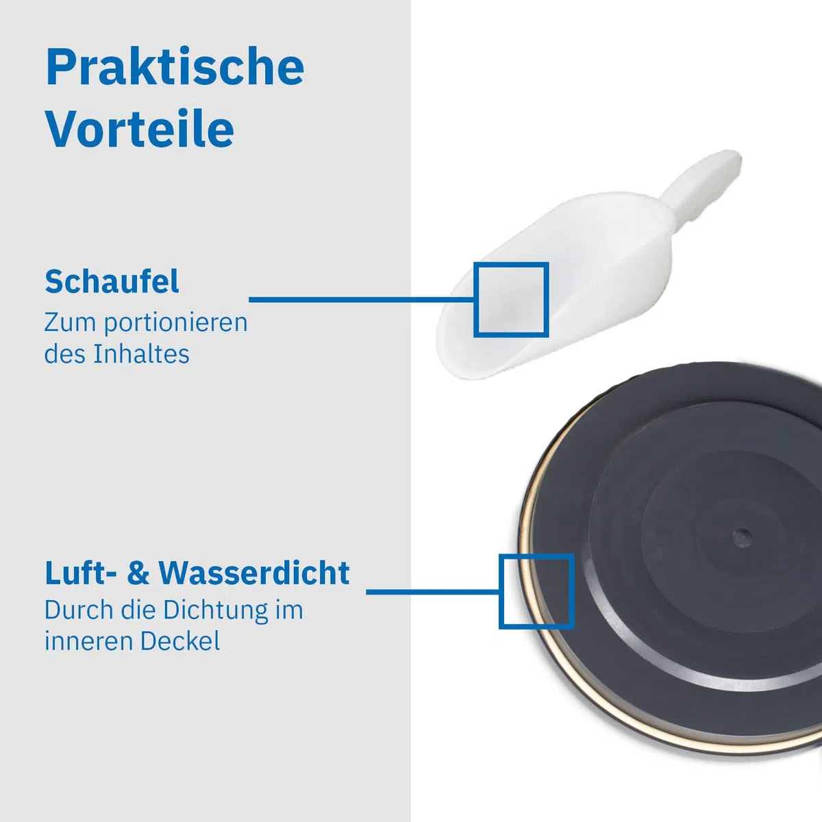 DIE BOX FABRIK Futtertonne schwarz 31 Liter mit Schaufel | Lebensmittelechtes Weithalsfass mit Schraubdeckel | Luftdicht & wasserdicht | Maischefass (31 Liter)