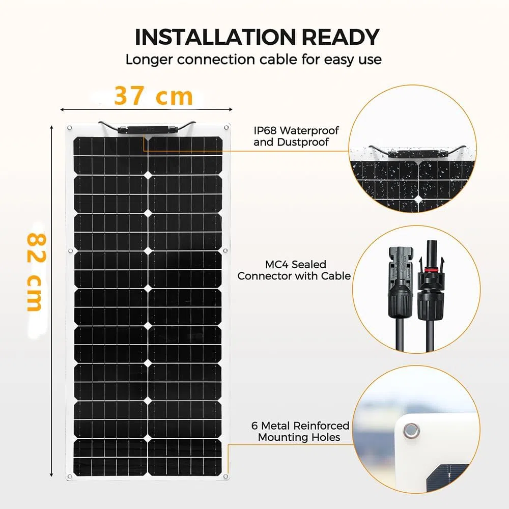 Flexible Solarpanel Kit 100w Solar Set 12V, 2X50Watt Solarmodul mit 10A 12V/24V Solar-laderegler Solarkabel Solaranlage Wohnmobil Komplettset 12v für Batterien Camping Boot Wohnwagen