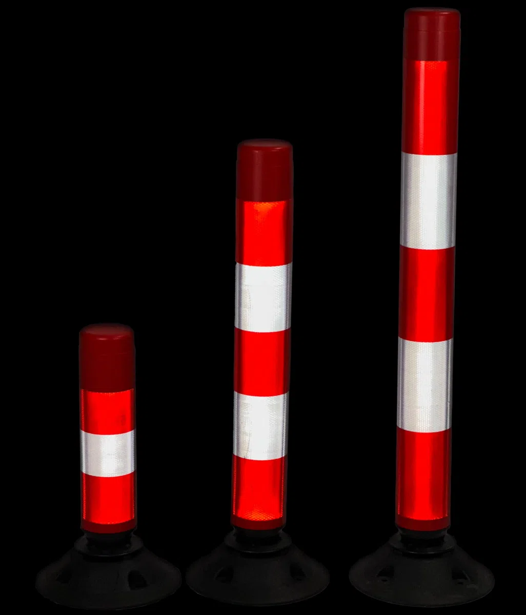 Leitpoller - UvV-Swingback Leitzylinder rot-weiß mit Bandfederung - extra stark reflektierend - Absperrung (1000mm)