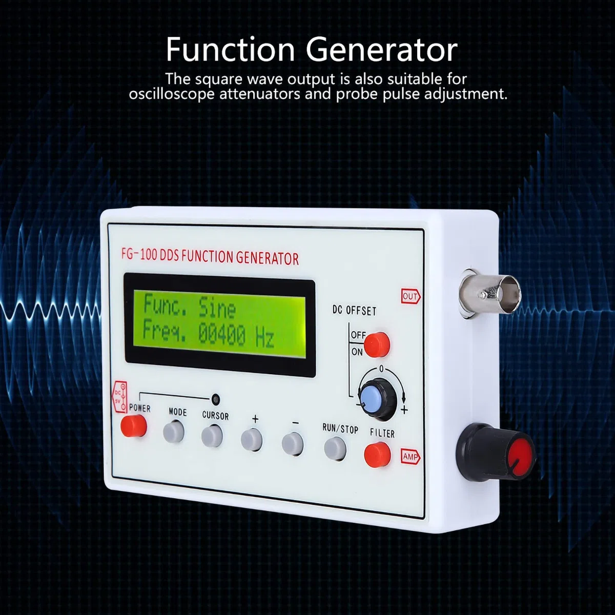 Fyearfly DDS-Signalgenerator 1 Hz–500 kHz, FG-100 Frequenzgenerator Funktionsgenerator Sinuswelle Rechteck- Und Dreieckwelle Zählersignalquelle, Zum Testen Und Debuggen